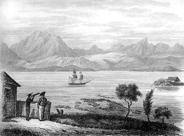 Ship arriving at Hobart Town, c. 1834.