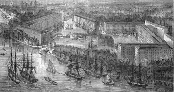 St Katherine's Dock in the 19th century.