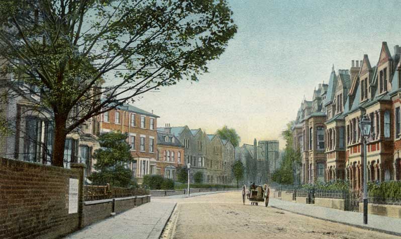 Three-storied mansions in Stoke Newington. Early 20th C postcard.