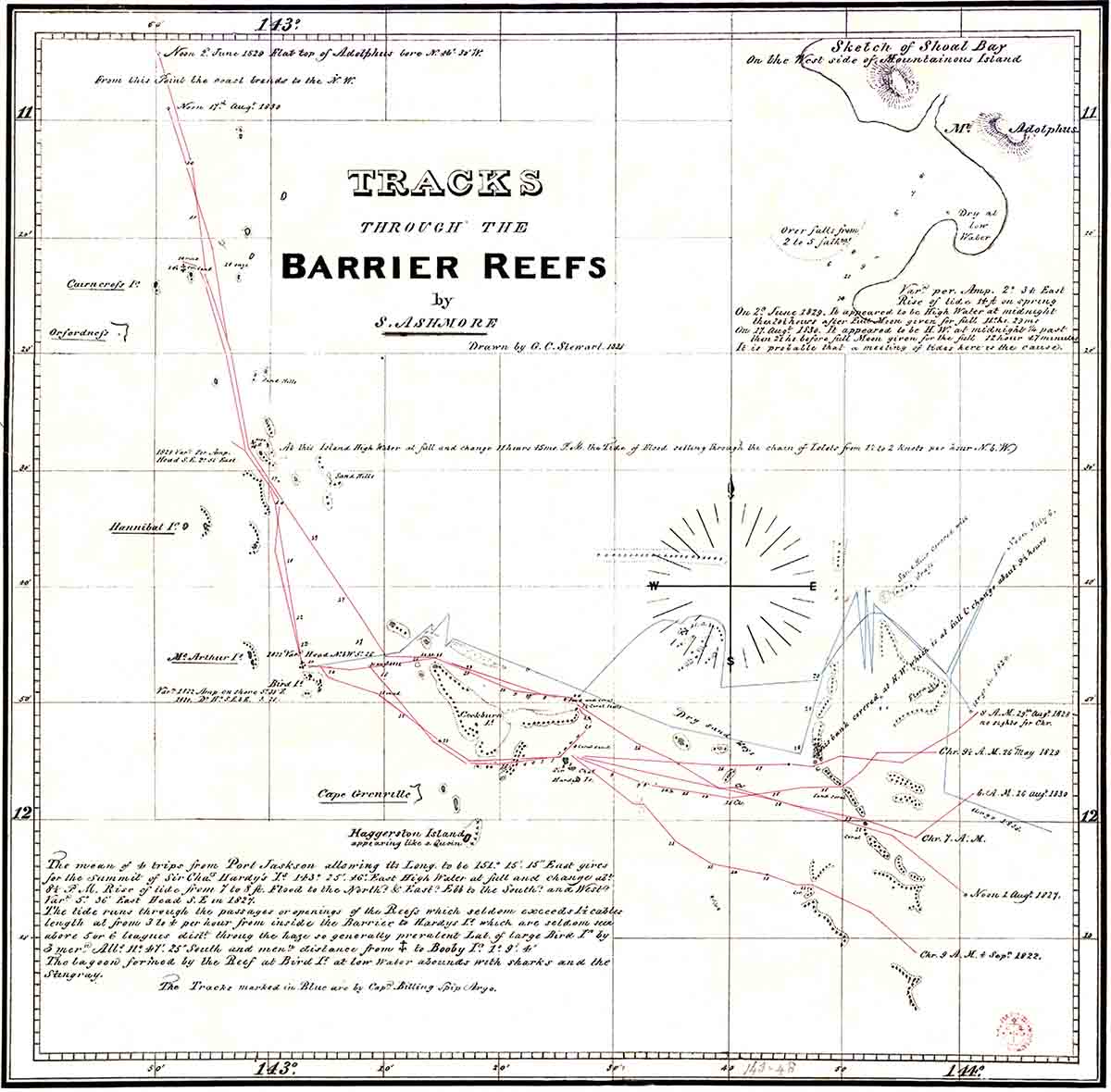 Tracks through the Barrier Reefs, c. 1835.